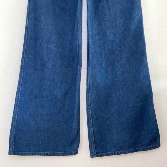 Vintage 70s Daddy’s Money Jeans Lace Up Side High Waist Wide Leg Flare Juniors 7 - Picture 6 of 10